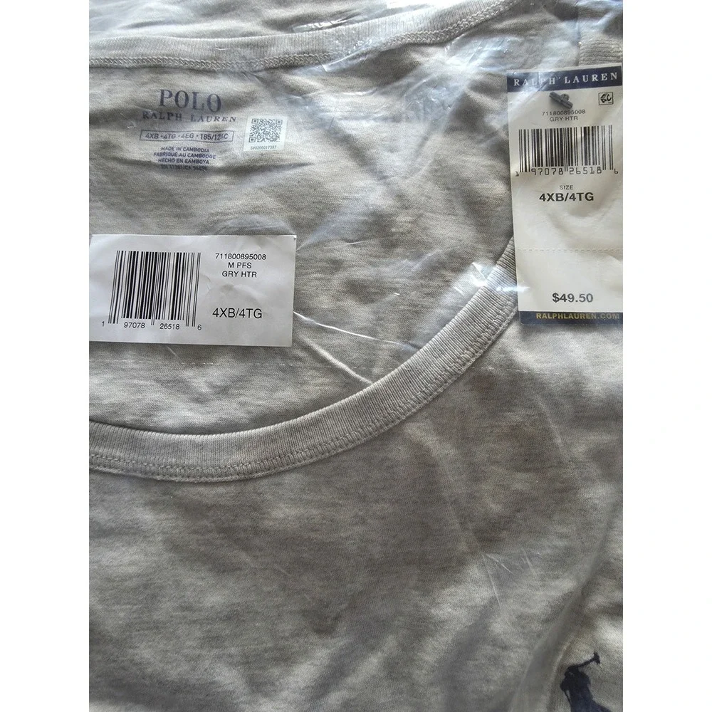 Polo Ralph Lauren 100% Cotton Gray Tank Top Soft Classic Fit Men's Size 4XB NWT